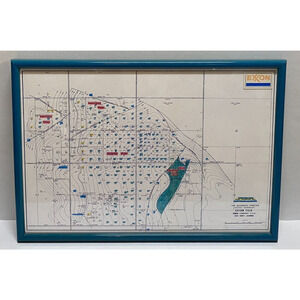 Vintage Exxon Oil Well Map Edison Field Kern County California Framed 982A